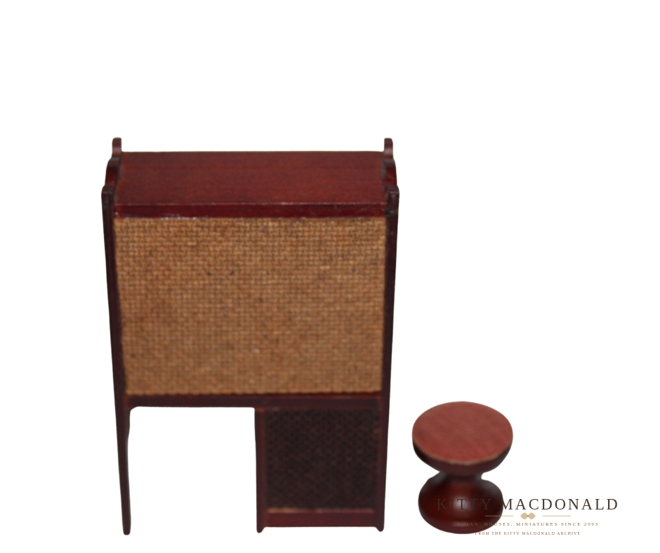 Vintage Dolls House Lundby Dark Wood Dressing Table & Stool KM084