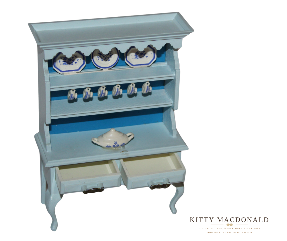 Vintage Dolls House Lundby Eggshell Dresser With Miniature China KM068