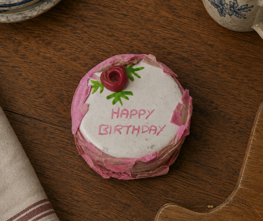 Vintage Dolls House Wren Toys Plaster Food Happy Birthday Cake KM554
