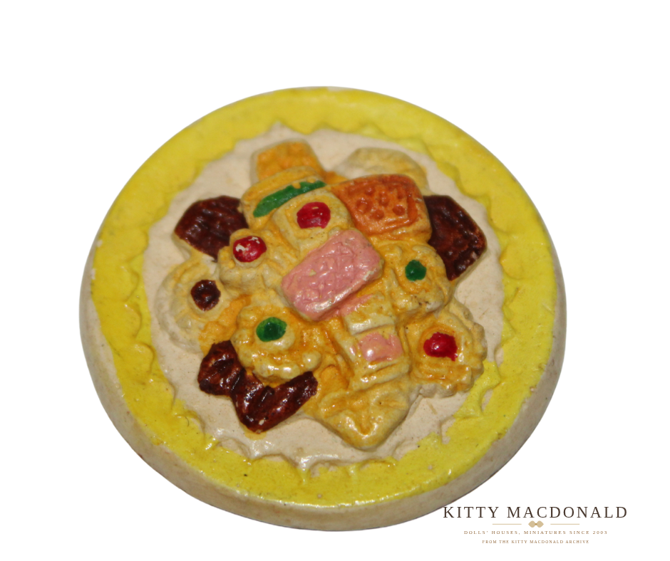 Vintage Dolls House Kaybot Plaster Plate of Cakes