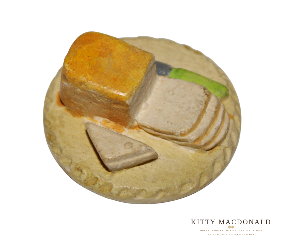 Vintage Dolls House Kaybot Plaster Food – Bread, Sliced Loaf & Knife KM568