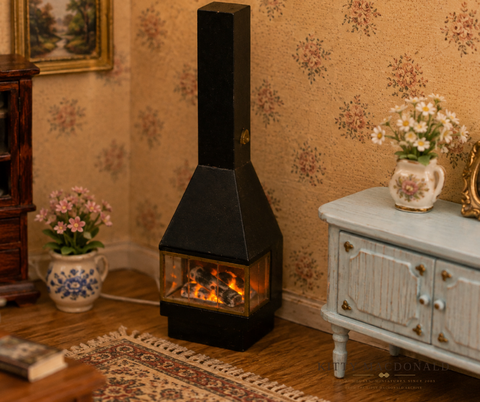 Vintage Dolls House Light Up Lundby Fireplace KM099