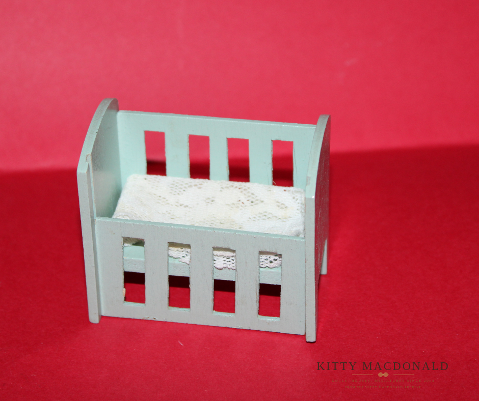 Vintage Dolls House  Barton Nursery Furniture Set  Dropside Cot, Chest of Drawers KM314
