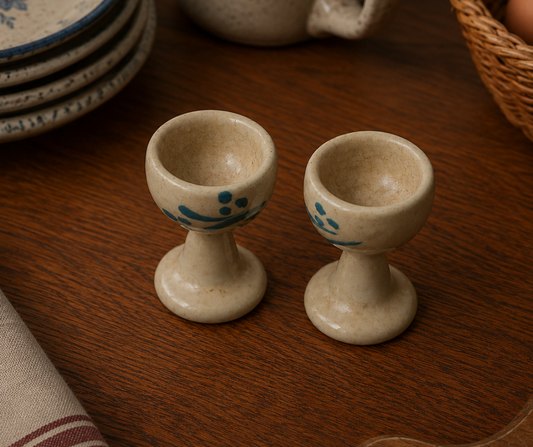 Vintage Dolls House Turned Wooden Goblets – Hand Painted Pair KM569