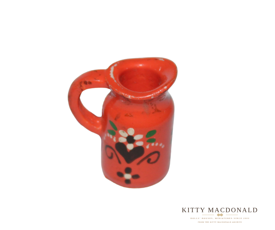 Vintage Dolls House Painted Wooden Folk Art Jug / Pitcher KM572