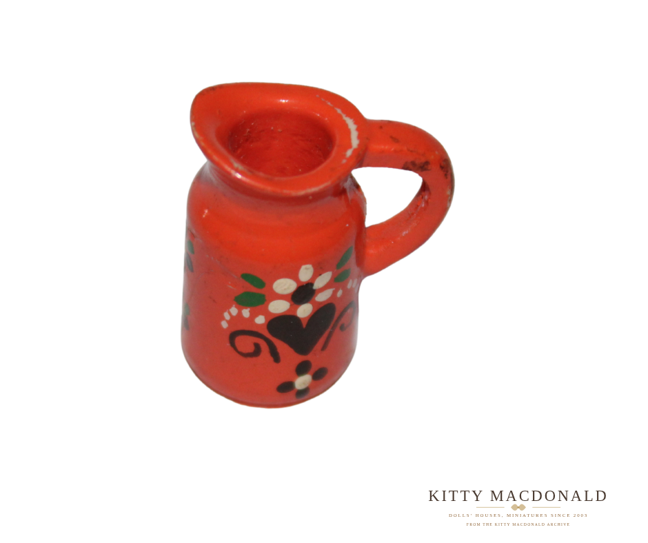 Vintage Dolls House Painted Wooden Folk Art Jug / Pitcher KM572