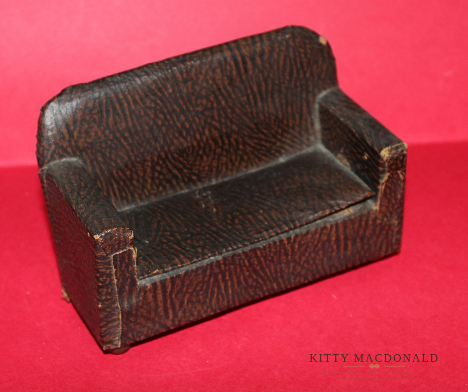 Vintage Pit a Pat Dolls House Rexine Lounge Suite KM306