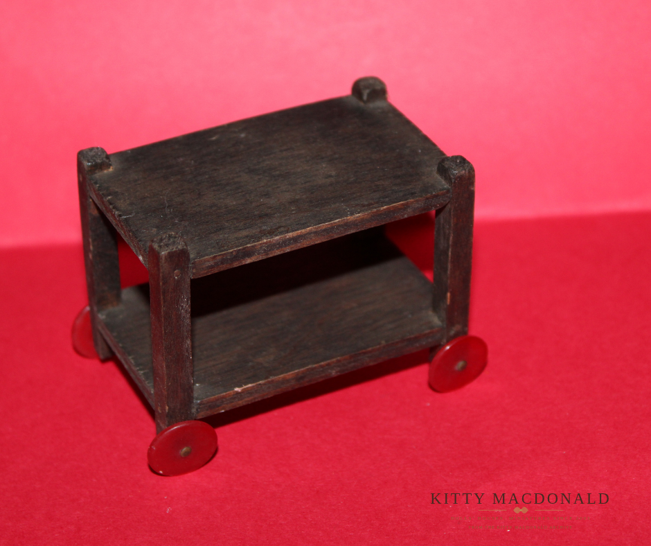 Vintage Pit a Pat Dolls House Wooden Tea Trolley KM329