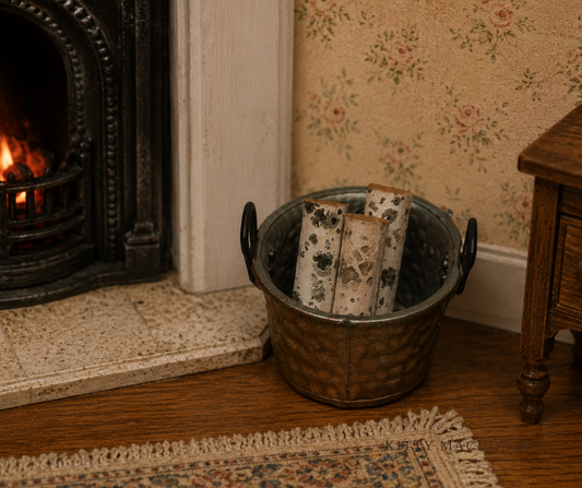 Vintage Dolls House Lundby Log Bucket KM