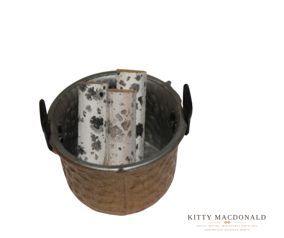 Vintage Dolls House Lundby Log Bucket KM