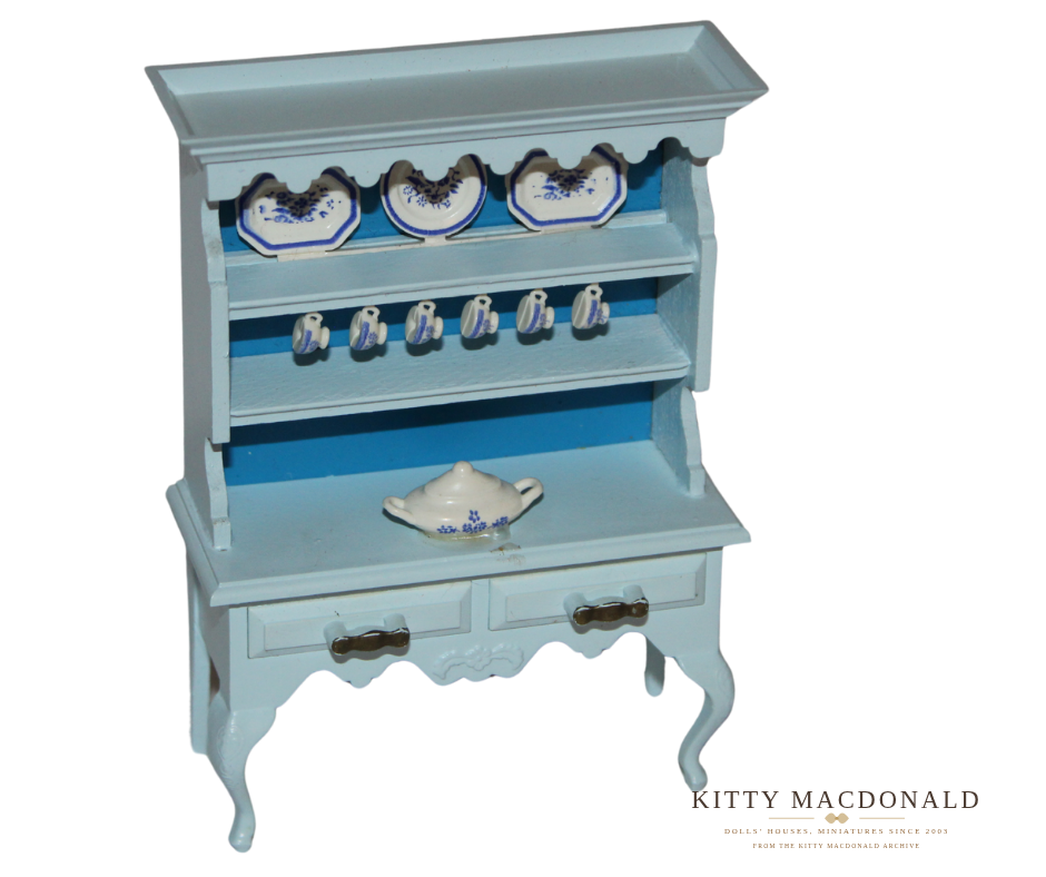 Vintage Dolls House Lundby Eggshell Dresser With Miniature China KM068