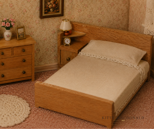 Vintage Dolls House Barton Bed With Built In Bedside Cupboard KM507