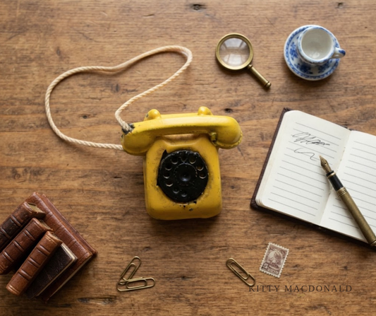 Vintage Dolls House Lundby Yellow Telephone KM095
