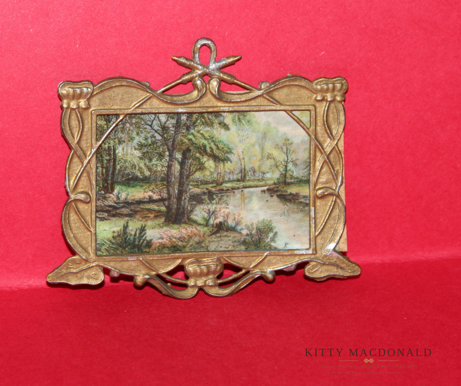 Vintage German Art Nouveau Soft Metal Dolls House Picture and Frame c.1920s–1930s KM387