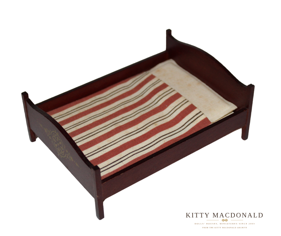 Vintage Dolls House Lundby Dark Wood Bed KM090