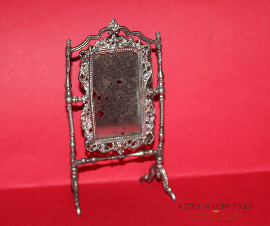 Vintage German Dolls House Babette Schweizer Soft Metal Cheval Mirror KM410