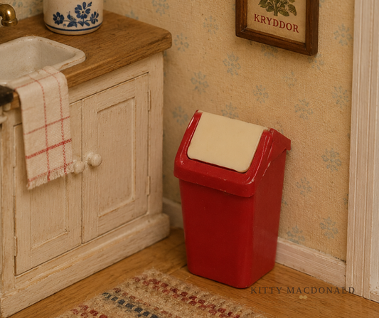 Vintage Dolls House Barton Red Swing Bin KM043