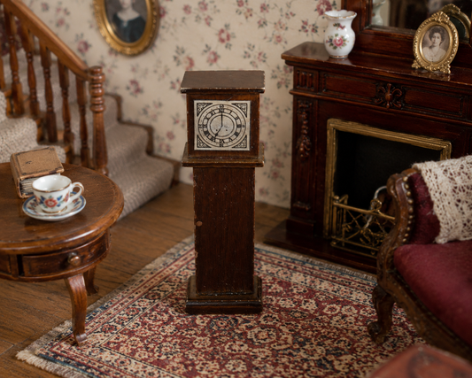 Vintage Dol Toi Dolls House Wooden Grandfather Clock with Paper Dial KM357