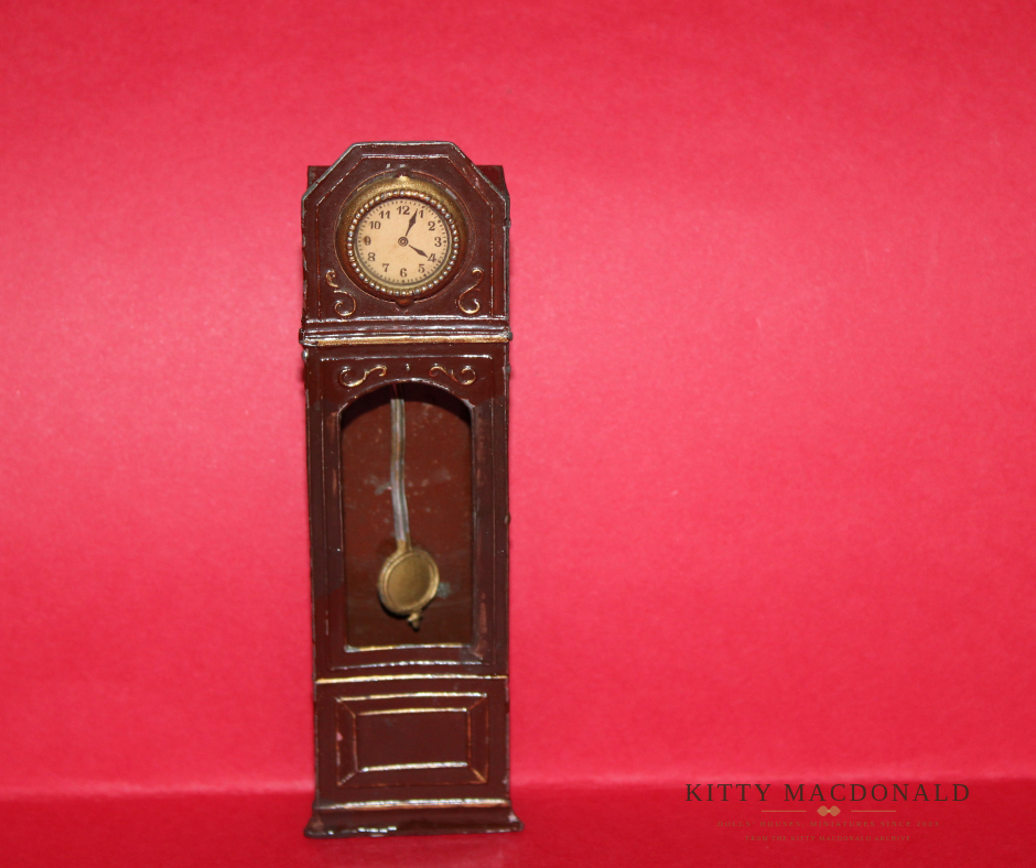 Vintage Dolls House Gerlach German Soft Metal Grandfather Clock 1920s KM386