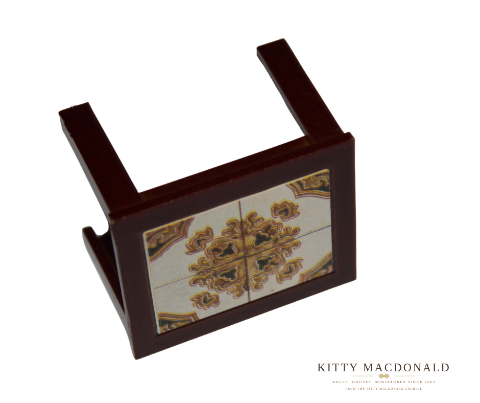 Vintage Dolls House Lundby Dark Wood Tiled Table KM038