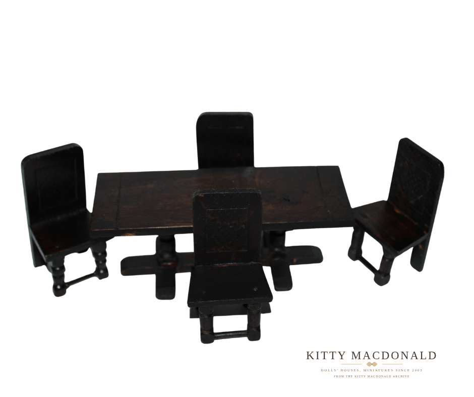 Vintage Dolls House Barton Tudor Table And Four Chairs KM193