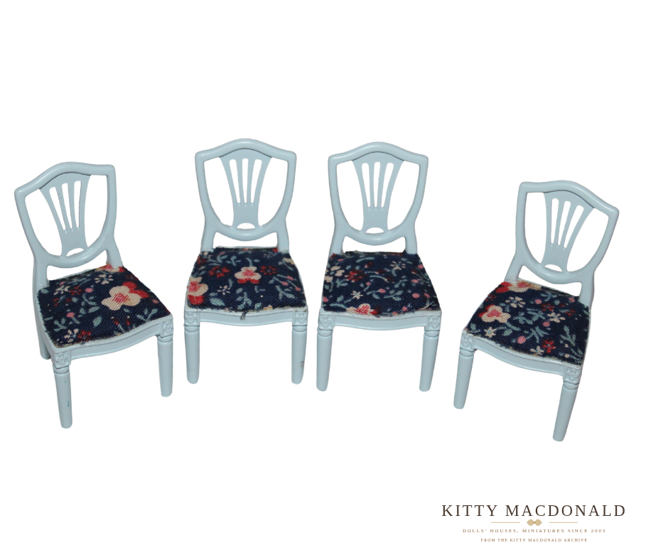 Vintage Dolls House Eggshell Dining Table & Four Chairs KM070