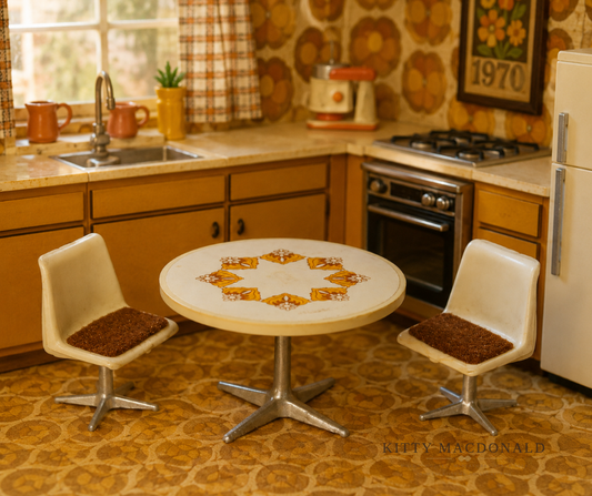 Vintage Barton Round Dining Table & Two Swivel Chairs KM270