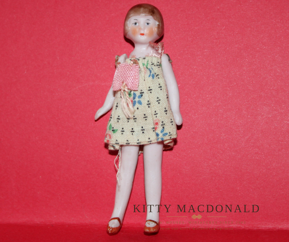 Antique 1920s German Bisque Dolls House Doll – Likely Hertwig KM383