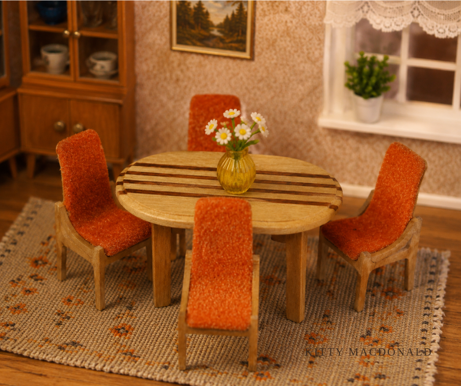 Vintage Dolls House Lundby Dining Table & Chairs KM048