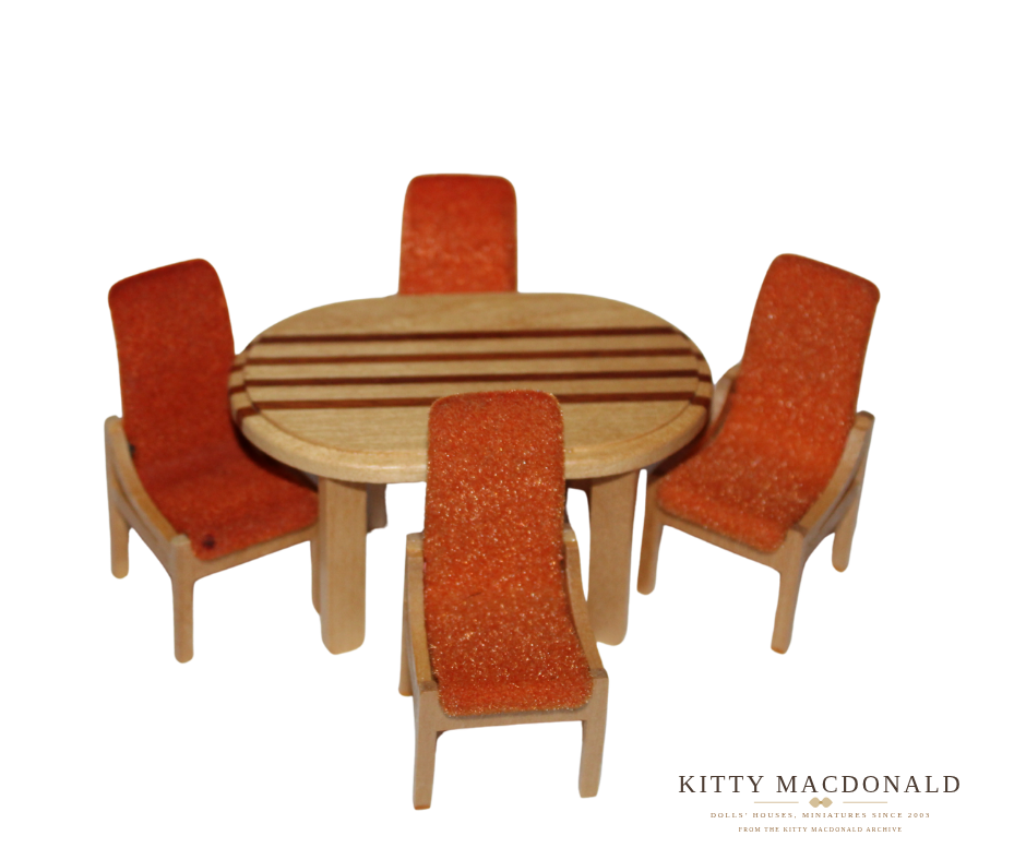 Vintage Dolls House Lundby Dining Table & Chairs KM048