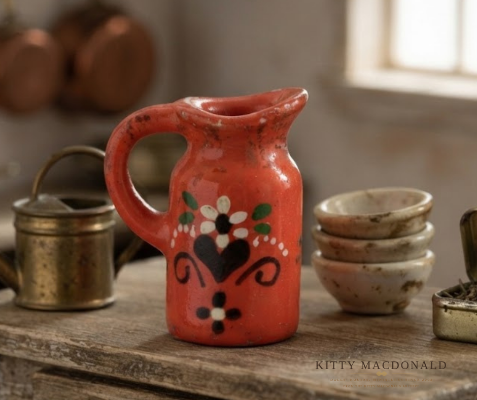 Vintage Dolls House Painted Wooden Folk Art Jug / Pitcher KM572