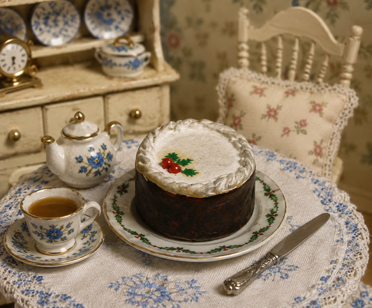 Vintage Dolls House Wren Toys Plaster Food – Iced Christmas Fruit Cake
