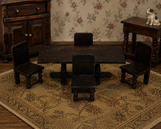 Vintage Dolls House Barton Tudor Table And Four Chairs KM193