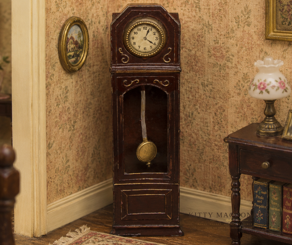 Vintage Dolls House Gerlach German Soft Metal Grandfather Clock 1920s KM386