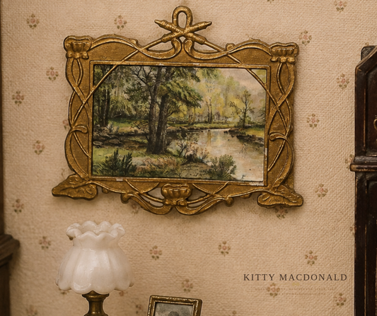 Vintage German Art Nouveau Soft Metal Dolls House Picture and Frame c.1920s–1930s KM387