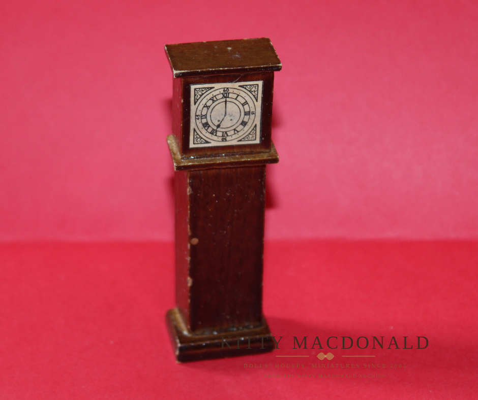 Vintage Dol Toi Dolls House Wooden Grandfather Clock with Paper Dial KM357